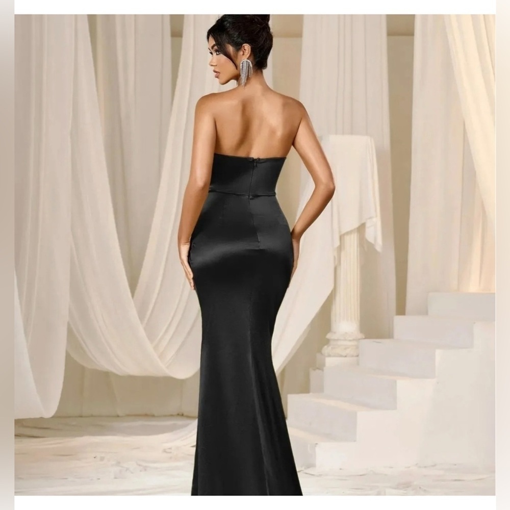 XS NWOT Strapless Black Dress w/ Gloves - Picture 7 of 9
